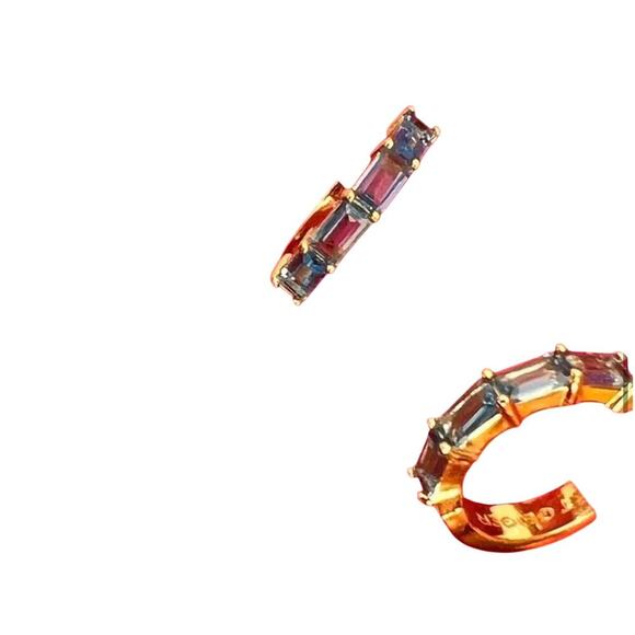 Kurt Geiger London Blue Cubic Zirconia Huggie Hoop Earrings - Picture 5 of 8